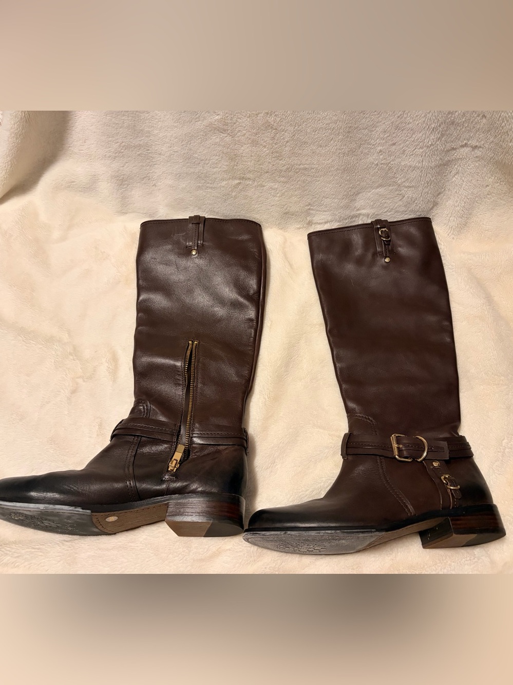 Vince Camuto Women's Dark Brown Tall Leather Riding Boots